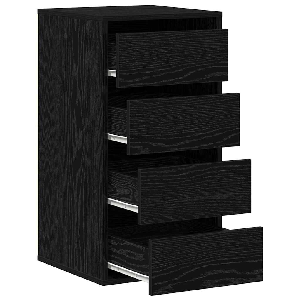 vidaXL Cajonera 3-Cajón Negro 40 x 41 x 76 cm Madera de ingeniería | Mucho espacio para guardar tus cosas, Un look suave y brillante que se adapta a cualquier decoración, Diseño sencillo,