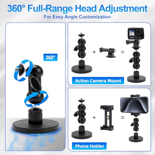TYBYBB Handyhalterung Auto Saugnapf Kompatibel mit Gopro Hero 13/12/11/10/9/8, DJIOsmo Pocket 3 Action 5 4 3 Saugnapfhalterung Auto, Insta 360 X4 X3 X2 Go 3 Pro Halterung Suction Cup Mount