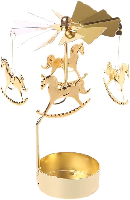 FUNCOCO Candle Holder, Spinning Rotary Carousel Tea Light Candle Holder Stand Light Gift Wedding Decor - Carousel