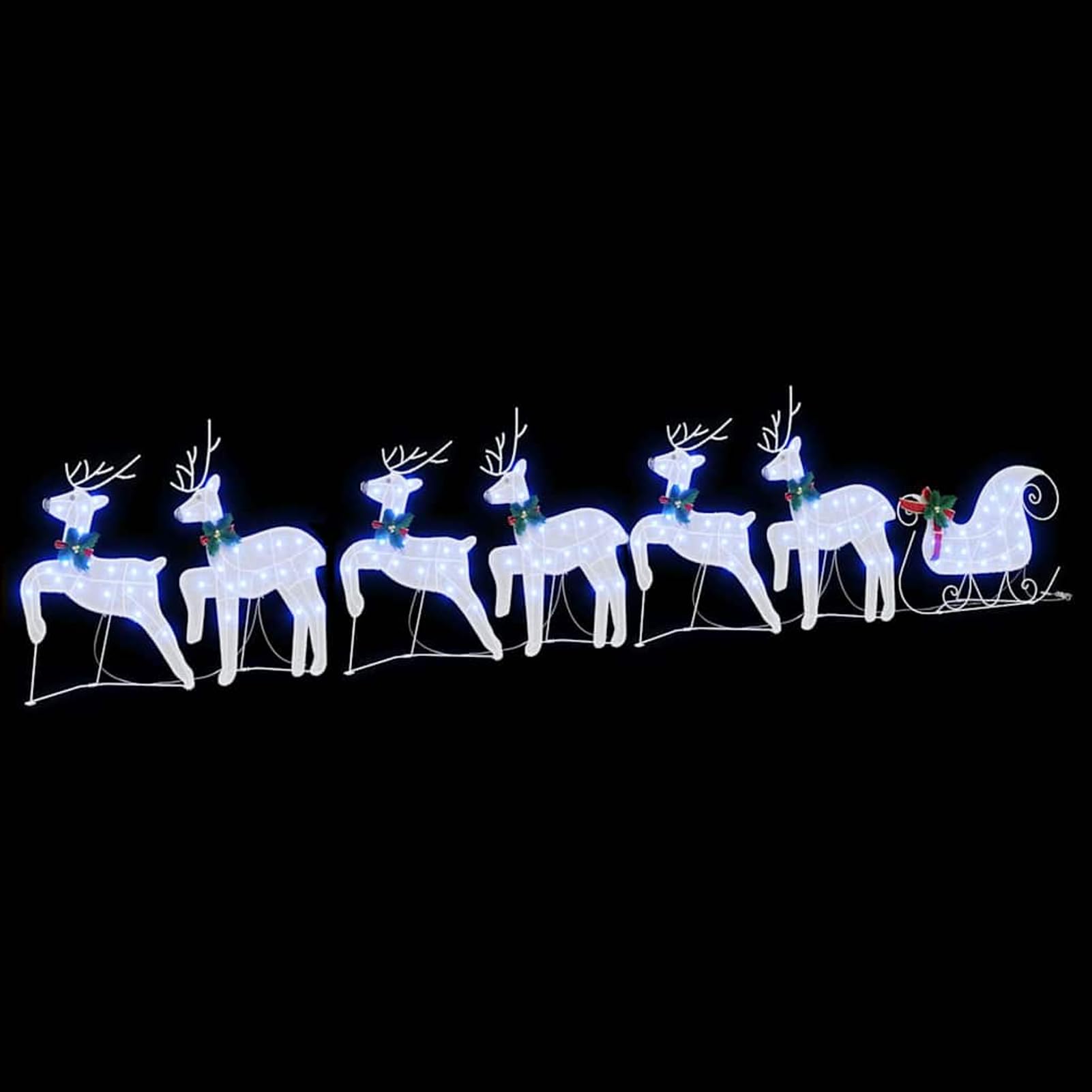 Gecheer LED Rentiere 7 pcs Weiß Stoff, Weihnachtsdekoration für Weihnachtsmarkt Festliche Eventdekoration Garten Rasen Terrasse Vorgarten Fassade3385892