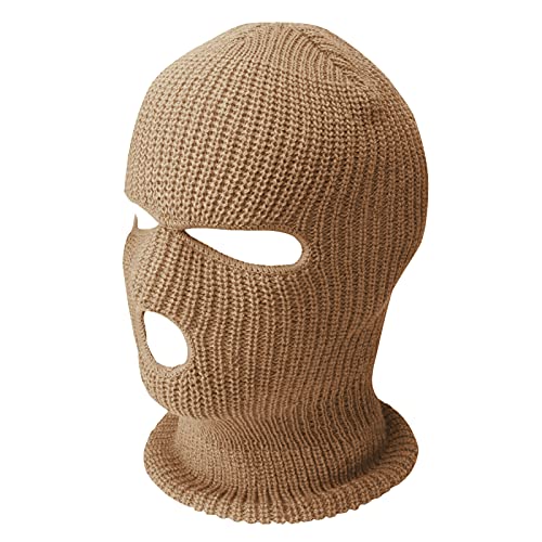 Stashcart Winter Ski Mask – 3-Hole Knitted Balaclava For Men And Women For Outdoor Sports, Fashionable Full Face Mask - Khaki #TOP4