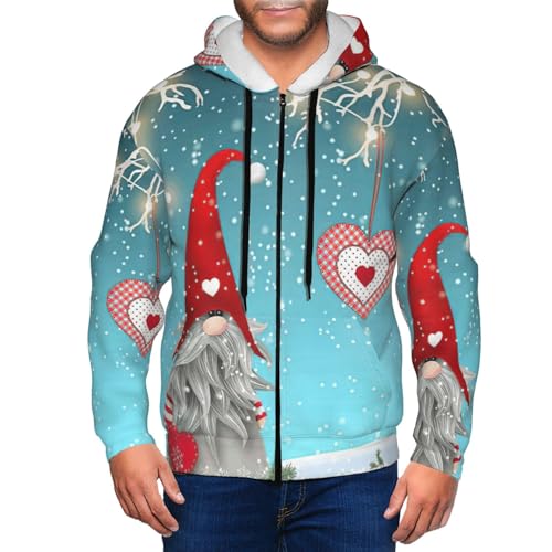 Sweat à capuche chaud homme fermeture éclair imprimé Noël original - 6