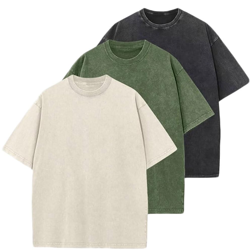Botong Oversized Workout Shirts for Women Vintage Heavyweight T Shirts for Men Casual Loose Pump Covers Gym Black+Army+Apricot XXL