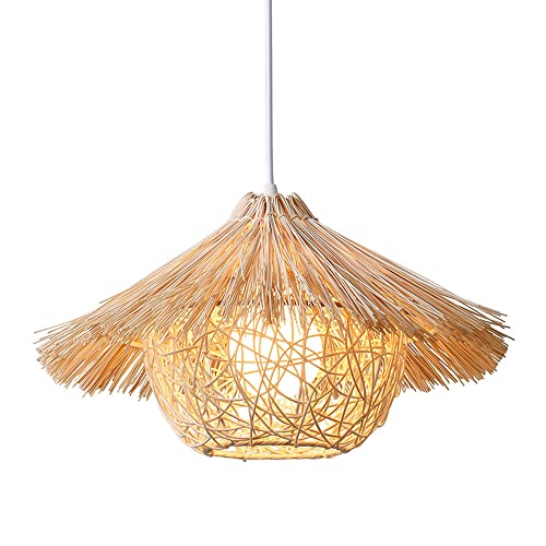 Chapeau de paille lustre de luxe en rotin fait main pour chambre