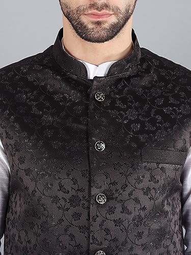 Image of Uri and MacKenzie Men's Silk Blend Kurta Pajama with Designer Ethnic Nehru Jacket /Modi Jacket