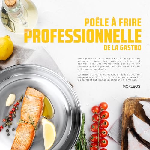 poêle en acier inoxydable 18/10 - Ø 24cm | 5 couches - 3mm - 1 kg | Poêle en acier inoxydable pour induction | Lavable au lave-vaisselle et résistant au four jusqu'à 400°C – Image 7