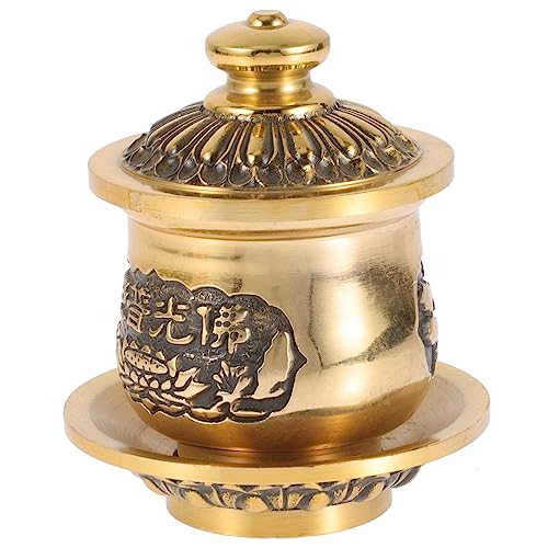 Mobestech Coppa Per Acqua Santa e Offerte in Rame, Tazza Da Meditazione Motivo Buddista Lucido, Decorazione Rituale Per Altare Domestico e Tempio, Bicchiere Pratico Per Benedizione 5cm