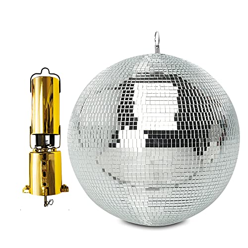beamz MB30 Mirror Disco Ball 30cm with Battery-Powered Gold Motor, Hanging Glitter Ball Kit, Ideal Lighting Effect for DJ, Wedding, Party, Event Venue Decorations