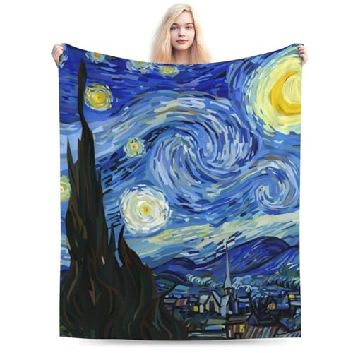 HGOD DESIGNS Classic Arts Starry Night Flannel Fleece Bed Blanket Throw Blanket Lightweight Cozy Plush Blanket for Bedroom Living Rooms Sofa Couch 100x130cm - Cosy Home Interiors HGOD DESIGNS Classic Arts Starry Night Flannel Fleece Bed Blanket Throw Blanket Lightweight Cozy Plush Blanket for Bedroom Living Rooms Sofa Couch 100x130cm - Image 6