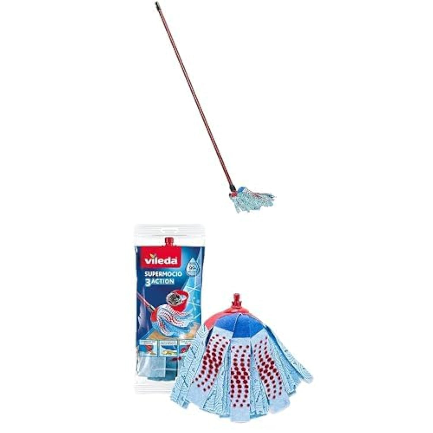 3action Supermocio Floor Mop with a Stick 14 X 7 X 157 Cm + Supermocio Floor Mop Refill