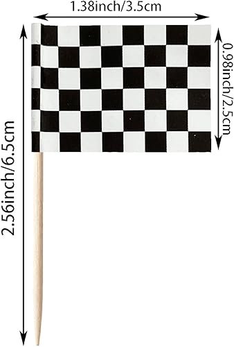 Miniatura 2 de 100 banderas a cuadros en blanco y negro para carreras, mini adornos pequeños para cupcakes, banderas, banderines para fiesta, cóctel, decoración de