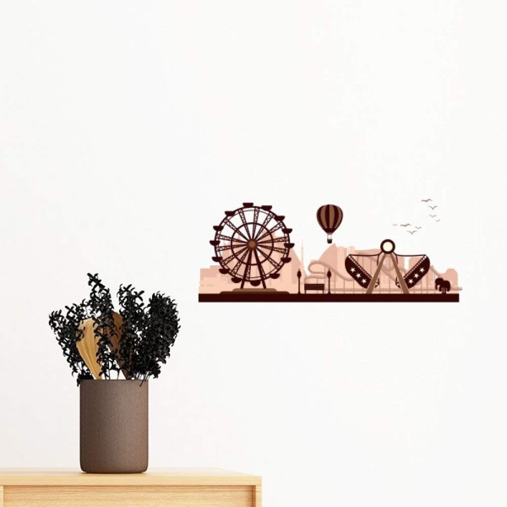 Sticker mural silhouette amovible manège 35cm papier peint noir DIY