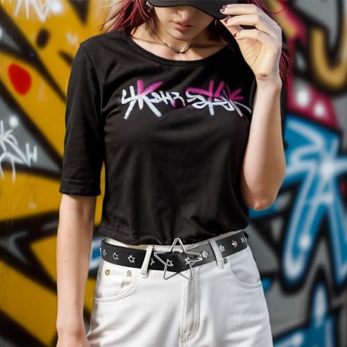 MILAKOO Punk Leather Waist Belt for Women Vintage Accessories for Hippie Skateboarding Enthusiasts4