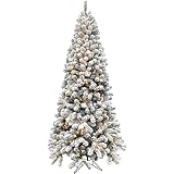 Fraser Hill Farm Silverton Fir Snowy Christmas Tree, 6.5 Feet Tall | Artificial Flocked Tree Include