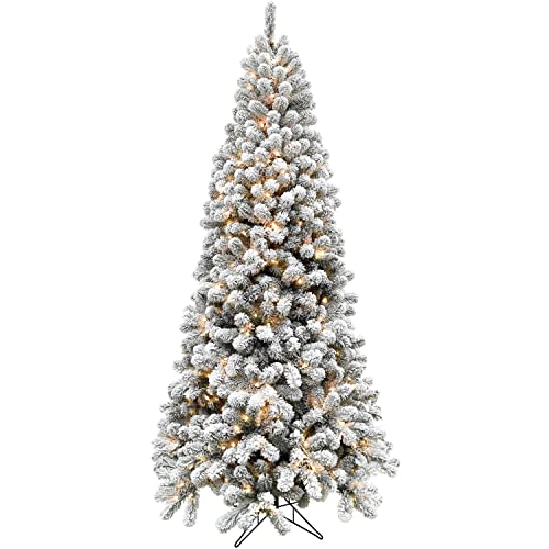 Fraser Hill Farm Silverton Fir Snowy Christmas Tree, 6.5 Feet Tall | Artificial Flocked Tree Includes Easy To Connect Clear Smart Lights | Perfect Xmas Tree For Living Room Or Family Room #TOP17