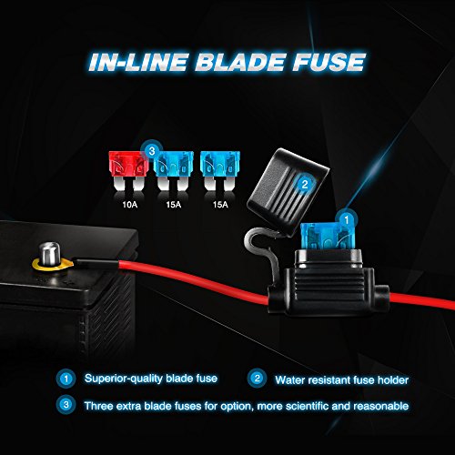 Image of Nilight LED Light Bar Wiring Harness Kit 16AWG 12V On Off Waterproof Switch Power Relay Blade Fuse-2 Lead,2 Years Warranty (10020W), Black, Red, Blue, Green
