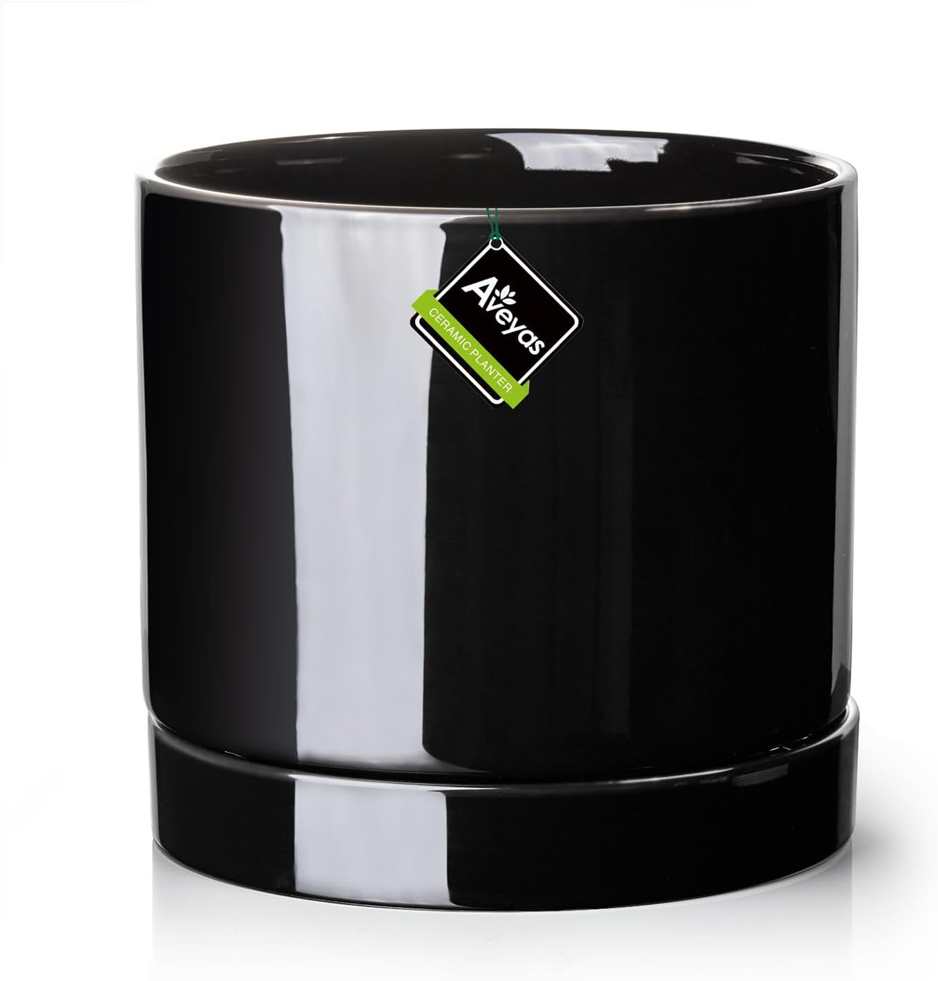 Aveyas 8 inch Ceramic Plant Pot with Drainage Hole and Saucer - Suitable for Indoor and Outdoor Use, Modern Planters for House Garden Flower Tree Snake Monstera Plants (8", Matte White)