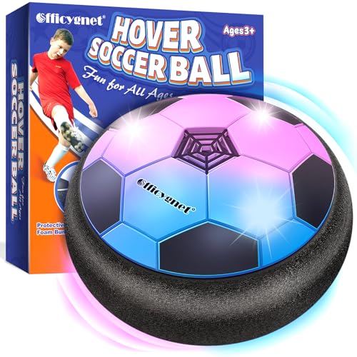 Officygnet Hover Soccer Ball for Kids, Indoor Toys Games Gifts for Boys Age 6, 7, 8, 9, 10, 11, 12 Years Old, Air Floating Light-Up Soccer Toys Games for Kids 6-8, 8-12, for Boys