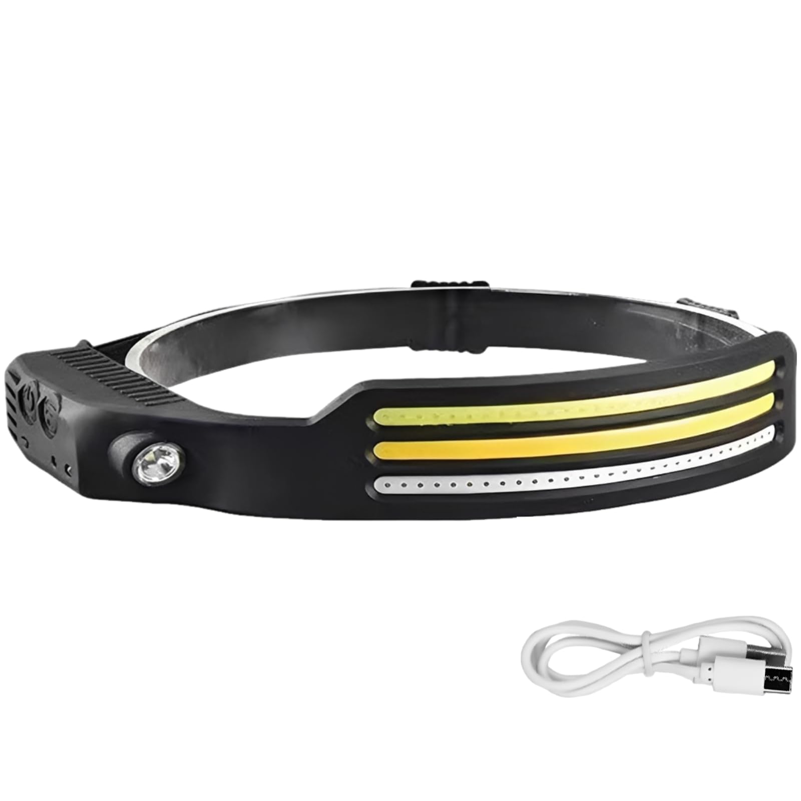 Linterna frontal recargable tipo C de haz ancho de 230 grados con sensor 7