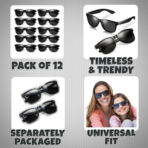 Black Sunglasses Bulk - Premium Retro Party Sunglasses for Birthdays, Weddings, Bachelorette, Bachelor, Photo Booth Prop2