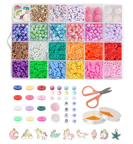 Image of LERUBGA 2000+ Bracelet Making Kit for Girls, DIY Jewellery Making Craft Set with Beads & Unicorn Charms, Art & Craft Gift (5-12 Years)