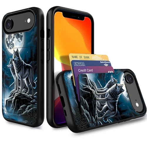 Étui de protection iPhone Air double couche premium loup pleine lune 2025