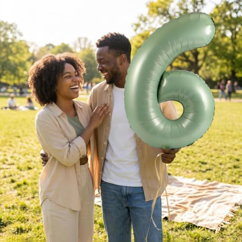 Image of YPSelected 32 Inch Large Foil Helium Number Balloon Birthday Wedding Party 0-9 (Olive Green, 6)