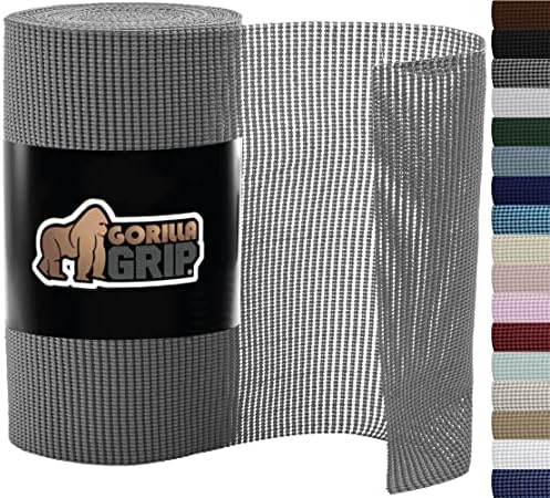 Gorilla Grip Drawer and Shelf Liner, Strong Grip, Non Adhesive Easiest Install Mat, 12 in x 20 FT, Durable Organization Liners, Kitchen Cabinets Drawers Cupboards, Bathroom Storage Shelves, Gray