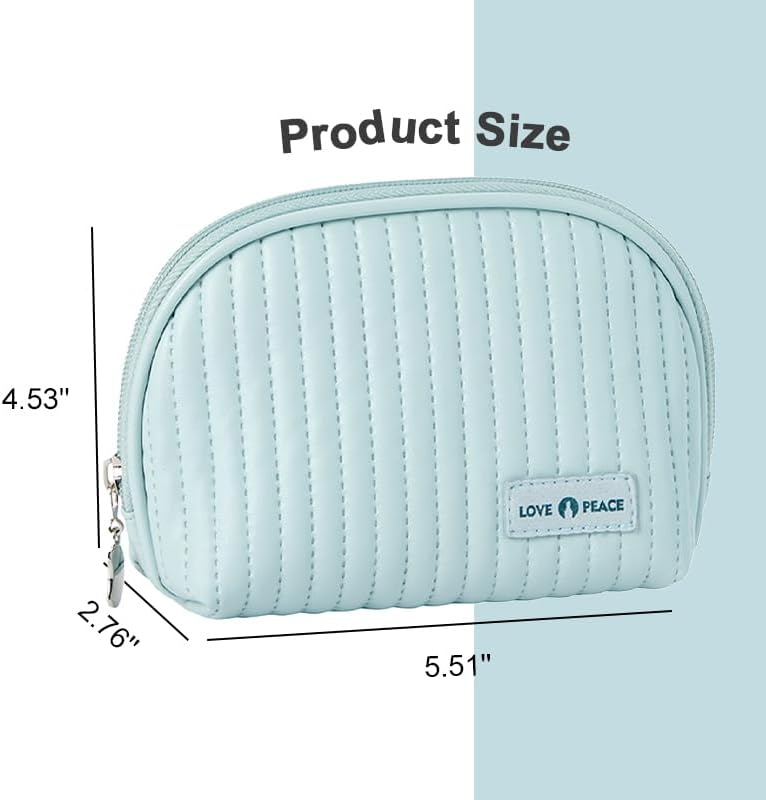 Miniatura 2 de Bolsa de cosméticos Half Moon, embrague de maquillaje portátil para bolsa de mano, bolsa de maquillaje azul claro para viajes, azul claro