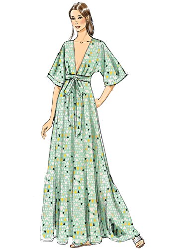 Vogue Patterns V9253ZZ0 Misses' Deep-V Kimono-Style Dresses with Self Tie Sewing Pattern, 16-18-20-22-24-26 Red - Thumbnail 6