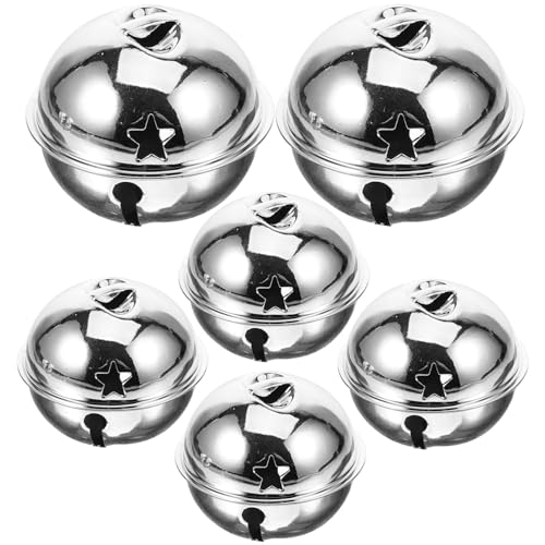 Supvox 6Pcs Weihnachten Jingle Bell Silber 50Mm MetallglöCkchen Mit...
