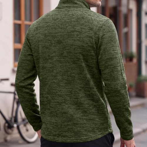 Mens Quarter Zip Pullover Fleece Lined Textured Trendy Fall Sweatshirt - image 3