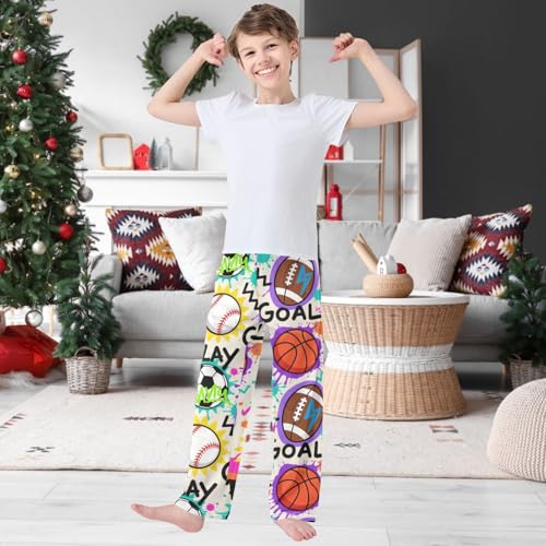 Boy's Pants Doodle Soccer Balls Jogger Pants Elastic Waist Long Bottoms Trousers with Pockets 6-14 Years2