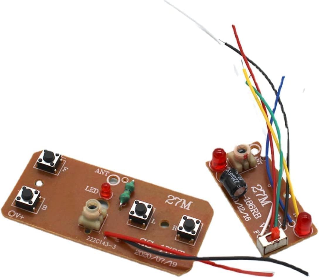 Placa de control remoto de 4 vías de 27 MHz, transmisor y receptor RC bidireccional, accesorios de modelo de robot de coche para piezas de proyectos de bricolaje (control de 2 motores)
