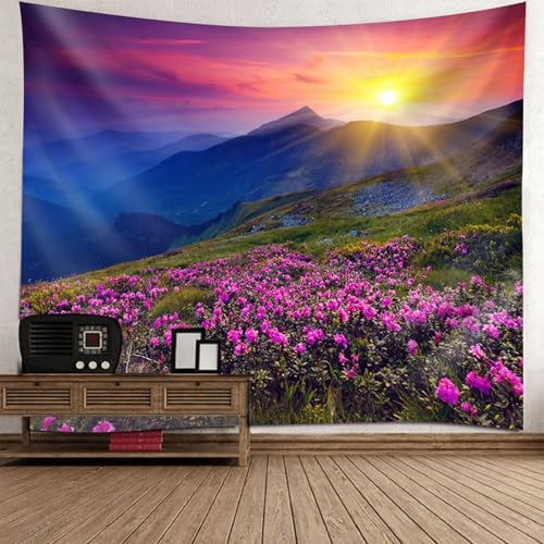 Tapisserie paysage coucher de soleil pour décoration murale chambre enfant