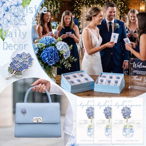 Hinly 50 Sets Blue Hydrangea Gifts Enamel Pins Cards Wedding Favors Bulk by Hinly - Used condition - Image 5