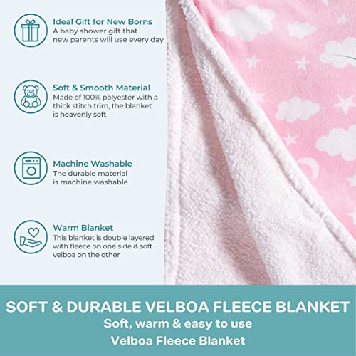 Image of SpaSilk Baby Boys Velboa Fleece Blanket with Thick Stitch Trim