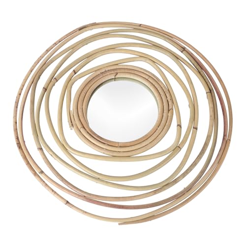 WOFASHPURET Espejo Decorativo Tejido a Mano de Ratán Estilo Nórdico, Espejo de Pared Artesanal para Maquillaje y Decoración del Hogar, Diámetro Mediano, Diseño Creativo para Sala y Dormitorio