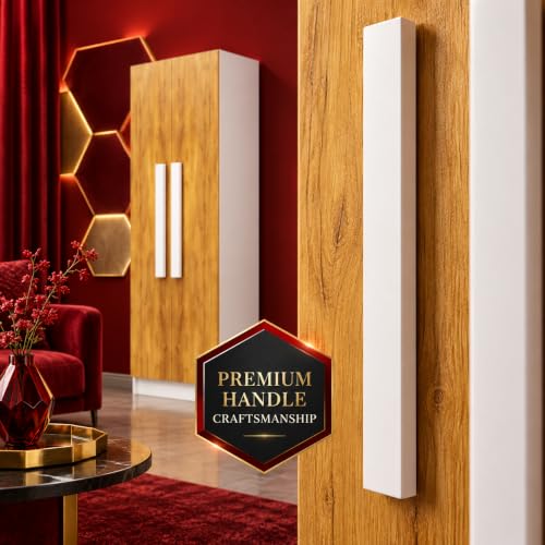Image of Bniture Wooden Almirah for Clothes, Door for Bedroom, 2 Door Wardrobe with 4 Shelves Huge Storage Space (46D x 60W x 182H CM) | 3 Year Warranty (Frosty White & Giant Wood)