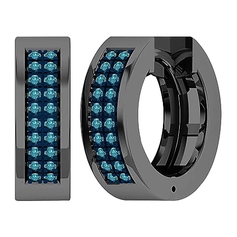 Dazzlingrock Blue Diamond Hoop Earrings DR15445 Cover