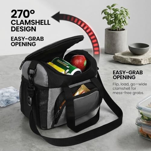 Image of Aliensware Large Lunch Bag with Adjustable Shoulder Handle for Office Men Women Kids, 13L Tiffin Bag with Bottle Holder, Food Bag-Office,Travel,School,College and Picnic Lunch Box & Bottle Aliens-Gry