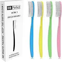 DR PERFECT Extra Hard Firm Toothbrush with 4.5cm Large Head for Whitening Stains - Pack of 4