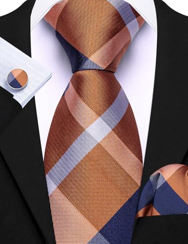 Image of Barry.Wang Men Ties Paisley Woven Silk Necktie Set with Pocket Suqare Cufflinks Formal