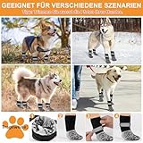 SupRovare 4 Stück Hundesocken Anti Rutsch,Doppelseitig Hundesocke mit Klettverschluss Riemen Leuchtband,Hunde Schuhe Outdoor,Sternenmuster Hundesocken Leckschutz,Hundeschuhe Winter,Hunde Hausschuhe(L)