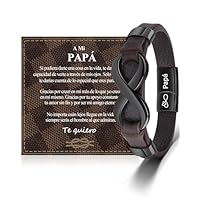 VU100 Regalo para Papá Regalo para el día del Padre Pulsera para Papá Regalo Original para el día del Padre Pulsera de Cuero para Hombre Te Quiero Papá Regalo de Cumpleaños para Él