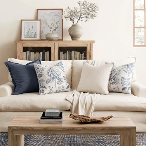 SWANCOCO Set of 2 Decorative Floral Pillow Covers 18x18 Inch Light Blue - image 4