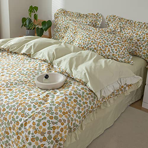 Otob 100% Cotton Floral Bedding Sets For Girls Teen Woman Adults Soft Reversible Kids Children 3 Piece Duvet Cover With Zipper Ties (Cartoon Flower, King Size) #TOP5