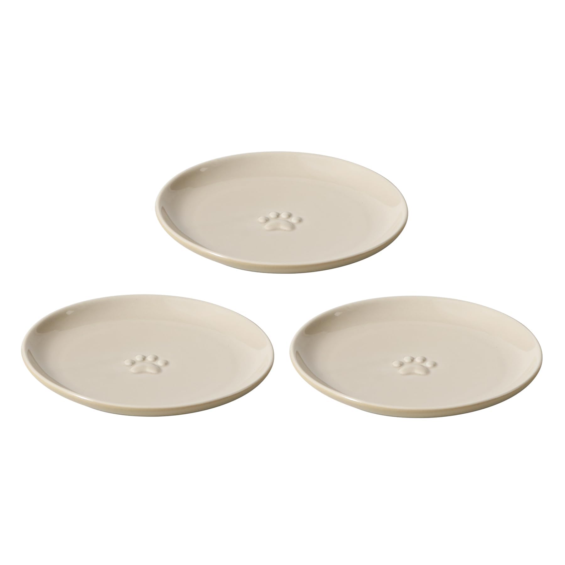 Havniva Ceramic Cat Bowls, Shallow Cat Dishes, Cat Food Plate Set of 3