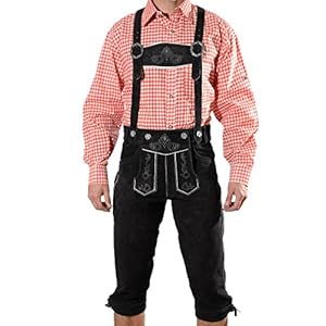 Premium klederdrachtbroek met bretels in zwart, Beierse klederdrachtbroek, kniebroek voor het Oktoberfest, maat 44-60