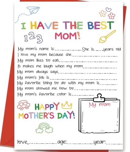 Mcduldul Funny Mothers Day Cards for Mom, Fill in The Blanks on Mother's Day from Daughter Son, Best Mom Gifts Ideas